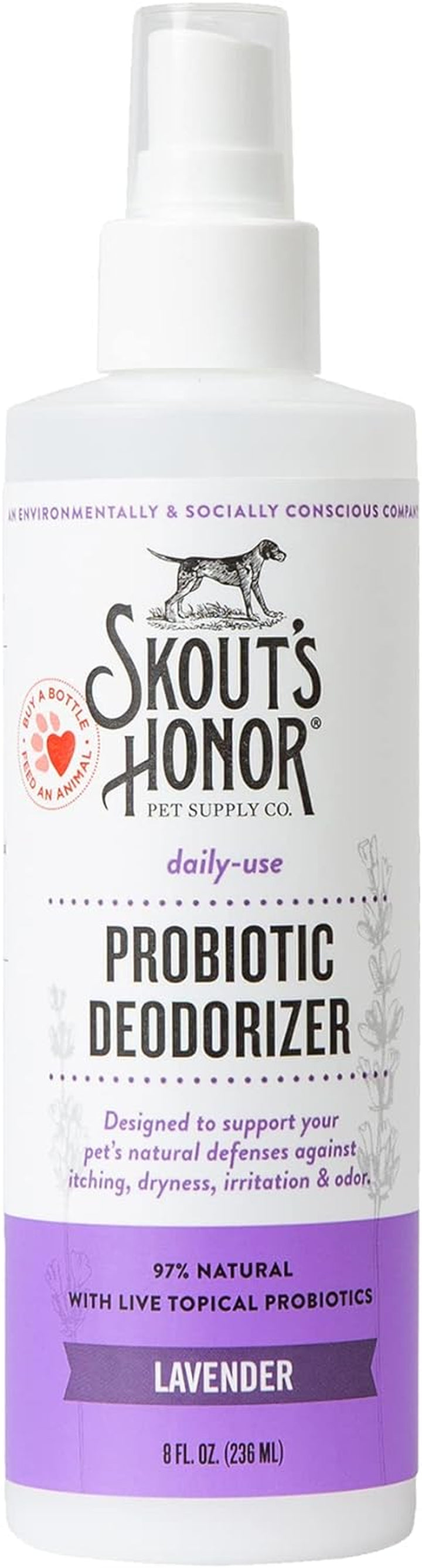 Probiotic Pet Deodorizer Spray- Hydrating Daily-Use with Avocado Oil & Omega-3S, Microbiome Friendly Certiified, Paraben & Sulfate-Free, 97% Natural, 8Oz, Dog of the Woods