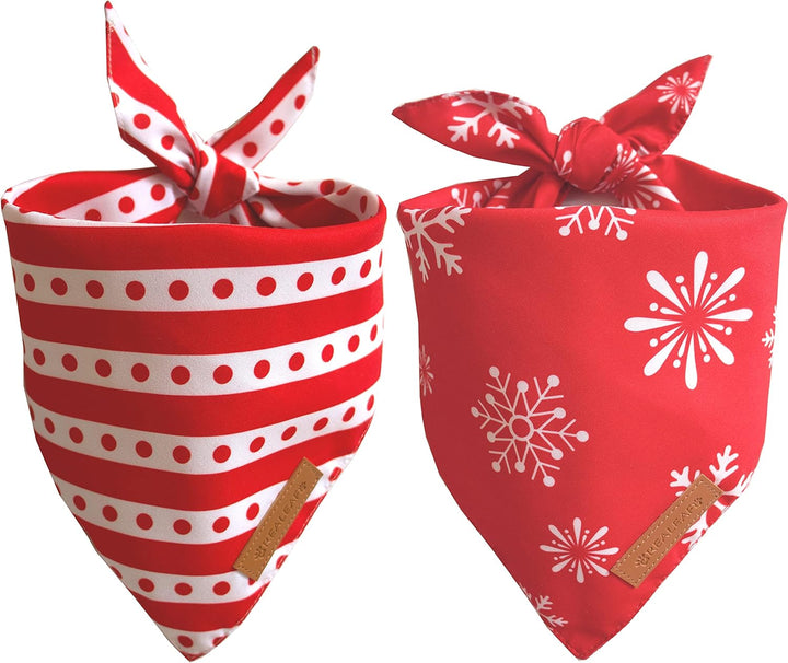 Halloween Dog Bandanas 2 Pack, Pumpkin and Spider Web Bibs, Triangle Reversible Fall Pet Scarf, Premium Durable Fabric, Adjustable Fit (Large)