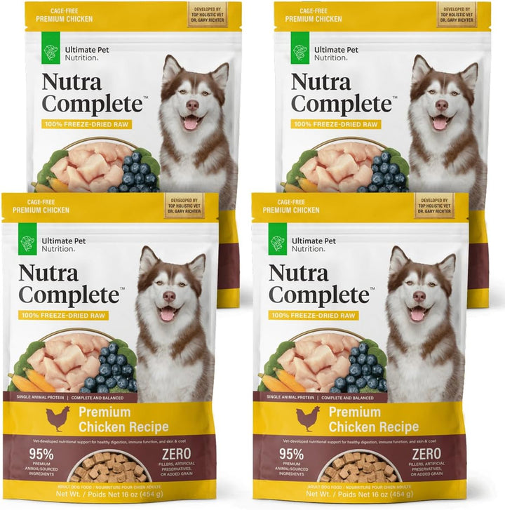 Nutra Complete Freeze Dried Raw Dog Food, Veterinarian Formulated with Antioxidants, Prebiotics & Amino Acids (3 Pound, Beef)