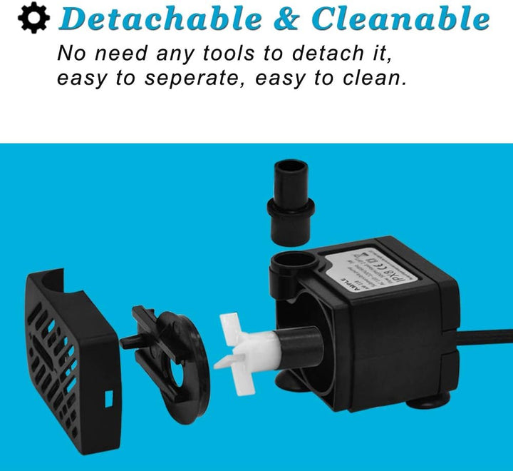 3W 50GPH Mini Submersible Water Pump, Small Fountain Pump for Pond, Aquariums, Fish Tank, Tabletop Fountain, Pet Fountain, Indoor or Outdoor Fountain