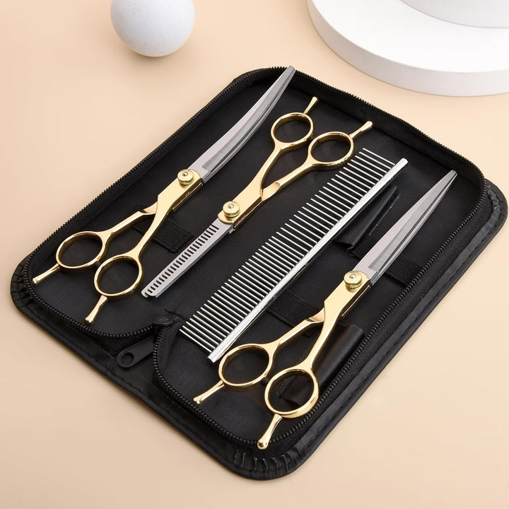 Dog Grooming Kit - Hair Scissors Thinning Shears Set for Dogs & Cats