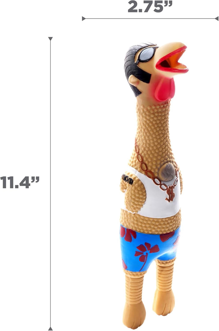 by Charming Pet Squawkers Earl Latex Squeaky Rubber Chicken Dog Toy, Funny Interactive Holiday Toy for Dogs, Large Size