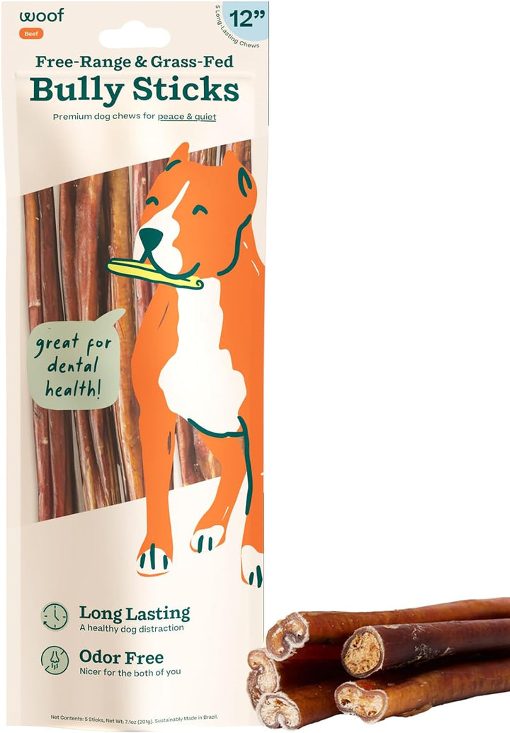 Bully Sticks Dog Treats - Chew Sticks for Dogs - Long-Lasting Dog Chew Treats - Made with Free-Range, Grass-Fed Beef - 6" Sticks - 10Pk