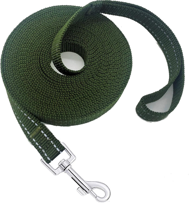 Nylon Training Dog Leash for Small Medium Large Dogs, 15Ft 20Ft 30Ft 50Ft Long Puppy Lead for Obedience Recall Training, Camping (20Ft, Black)