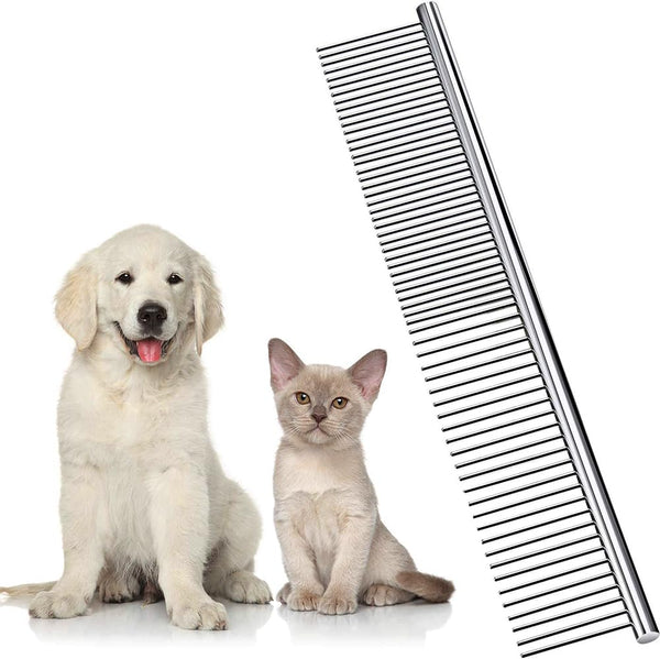 Dog Combs for Grooming, Metal Cat Comb for Removing Tangles and Knots, Professional Grooming Tool for Long Haired Dog, Cat and Other Pets