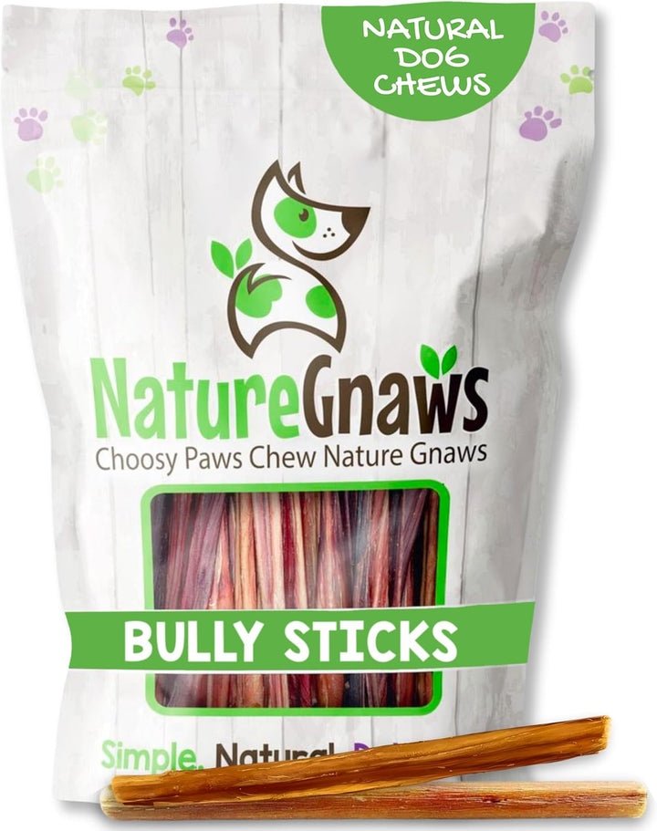 Extra Thin Bully Sticks for Small Dogs 5-6" (10 Count) - Long Lasting for Light Chewers and Puppies - Natural Beef Dog Chew Bones
