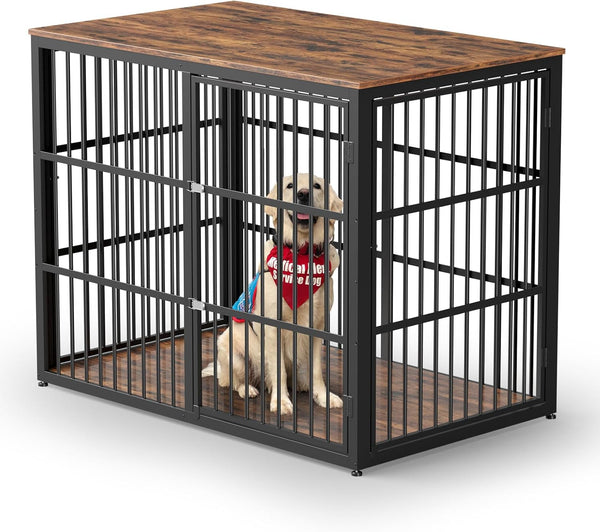 48'' XXL Dog Crate Furniture with 3 Doors,Wooden Crate End Table Heavy Duty Indoor Combination Cage for Medium to Large Dogs, Multiple Units Can Be Combined