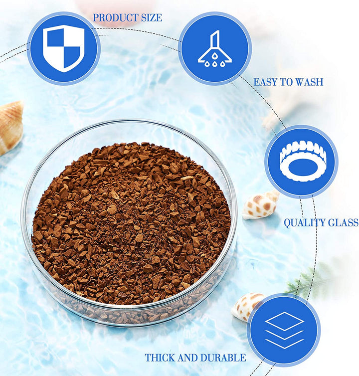 3 Pieces Aquarium Shrimp Feeding Dish Clear Glass Fish Tank Feeding Bowl Food Bowl Freshwater Tray Feeder, 60Mm, 65Mm, 80Mm