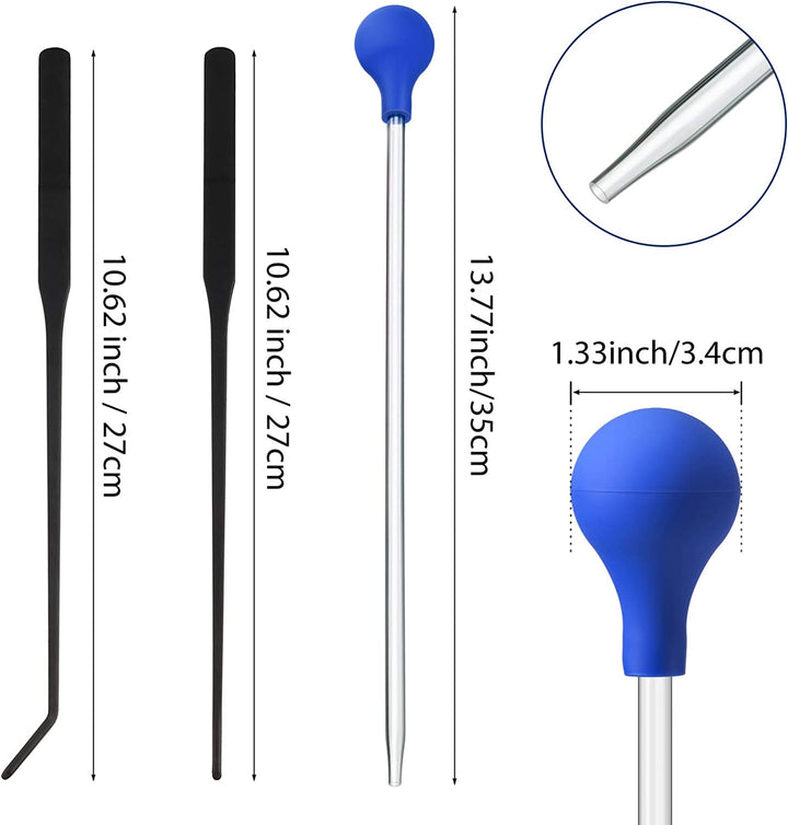 3 Pieces Axolotl Tank Accessories, Extra Long Tweezers for Aquarium, Coral Feeder Long Syringe, Fish Feeding Tongs Tweezers for Reef Roids Aquatic Plant Spider Snake Lizard