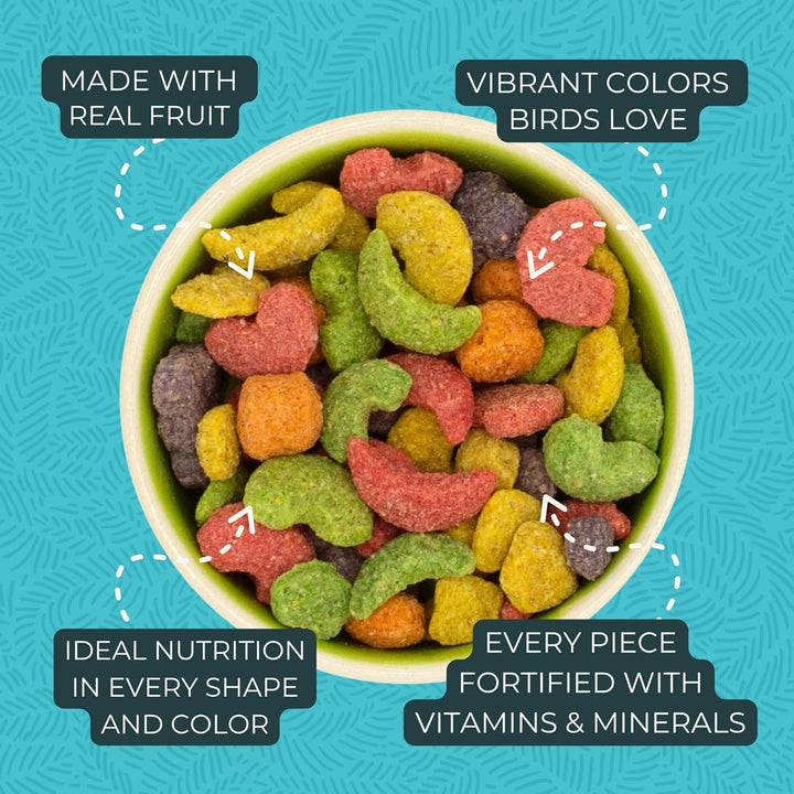 Fruitblend Bird Pellets, Daily Bird Food for Parrot, Conure, Caique, African Grey, Eclectus, Small Cockatoo, Core Nutrition for Medium Large Birds, Parrot Food (ML, 3.5 Lbs)