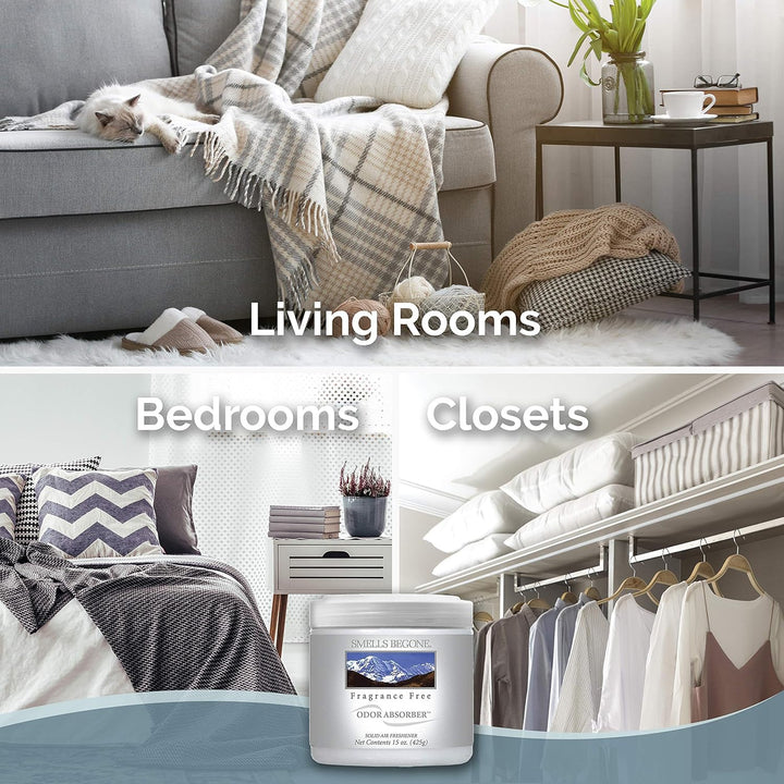 Air Freshener Odor Absorber Gel - 15 Oz, Pack of 2 - Absorbs and Eliminates Odor in Pet Areas, Bathrooms, Cars, & Boats - Made with Essential Oils - Fragrance Free