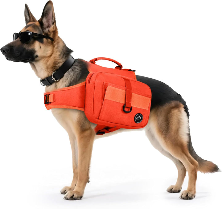 Outdoors Dog Backpack & Saddle Bag, Tactical Hiking Backpack for Large Dogs with Side Pockets & Adjustable Strap