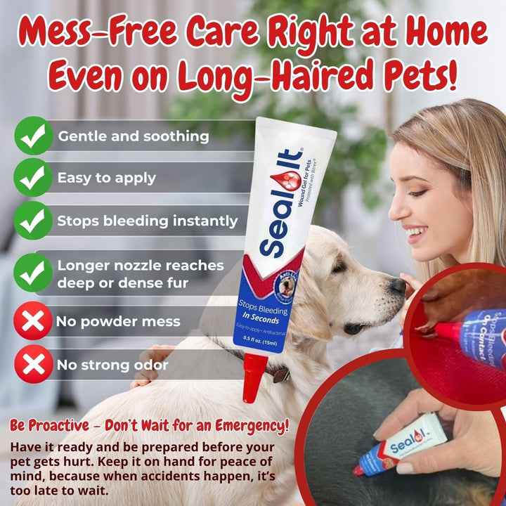 Dog Wound Care Gel – Styptic Powder Alternative for Dogs & Cats | Quick Stop Bleeding for Cuts, Nails & Scrapes | Liquid Bandage First Aid for Pets and Animals | ® 15Ml | Made in USA