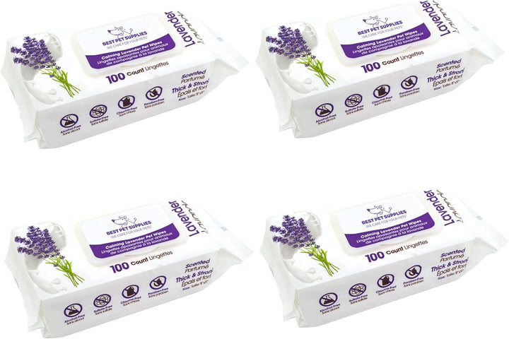 Pet Wipes for Dogs - Dog Wipes Cleaning Deodorizing, for Coats, Ears, Paws - Calming Lavender, Aloe Vera, 100 Count