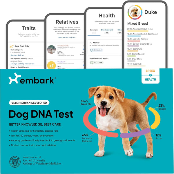 Breed & Health Kit - Dog DNA Testing Kit - Discover Breed, Ancestry, Relative Finder, Genetic Health, Traits, Allergy Risk Scores