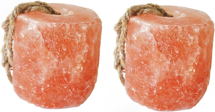 Himalayan Salt Lick Salt Block on Rope for Horse Animals Mineral Salt Licks Natural Pink Licking Salt for Horses Deer Cattle Sheep and Other Livestock (2 Pcs,4.8-6.6 Lbs)