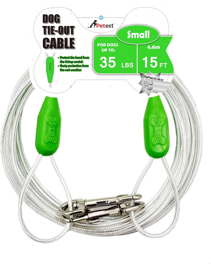 30Ft Reflective Tie-Out Cable for Heavy Dogs up to 125 Pounds