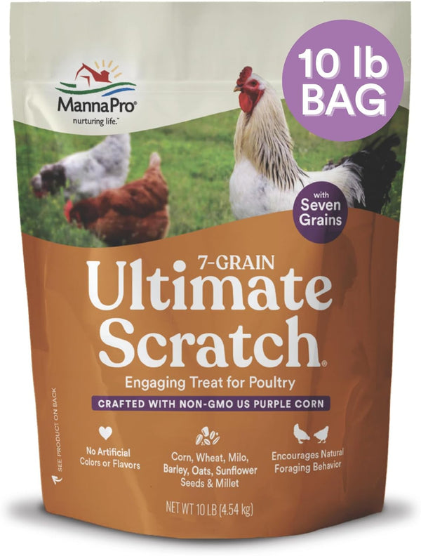 7-Grain Ultimate Chicken Scratch – Non-Gmo Scratch Grain Treat for Chickens, Hens and Other Birds – Natural Multigrain Blend for Poultry and Backyard Flocks – 10 Lb Bag