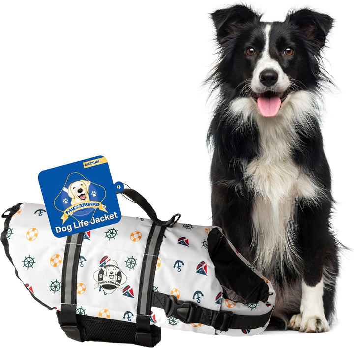 Dog Life Jacket - Swimming Vest for Dogs, Adjustable, Reflective, Comfortable, Multiple Colors, Patterns, Xx-Small to Extra Large Dog Swim Vest with Handle (Red, Large)