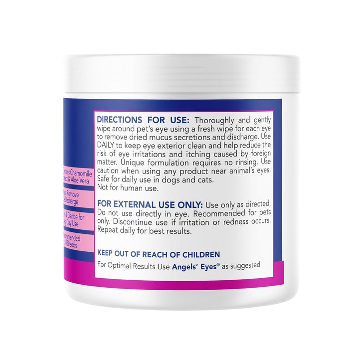 Gentle Tear Stain & Pet Eye Wipes for All Dogs & Cats Textured Grooming Wipes Remove Discharge & Mucus, Reduce Tear Stains, Hypoallergenic with Aloe & Chamomile, 100Ct