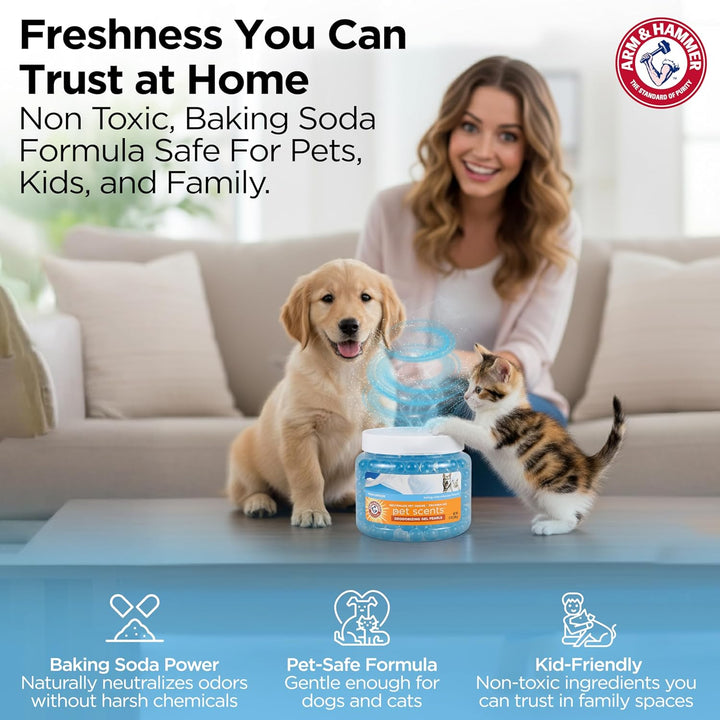 for Pets Air Care Pet Scents Deodorizing Gel Beads in Fresh Breeze | 12 Oz Pet Odor Neutralizing Gel Beads with Baking Soda | Air Freshener Beads for Pet Odor Elimination (FF12689)