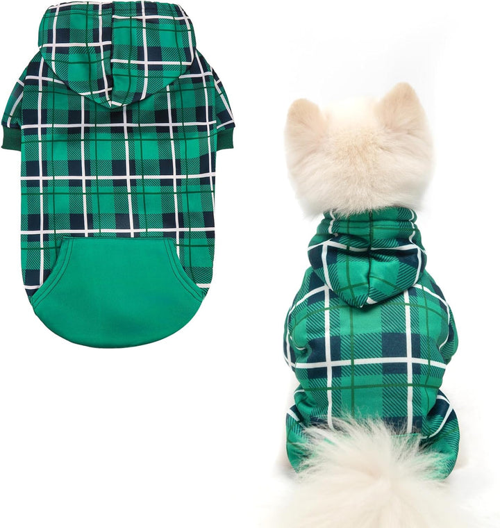 Plaid Dog Hoodie - British Style Warm Dog Sweater Shirt with Leash Hole,Pitbull Clothes Outfits,Winter Coat Apparel for All Breeds Puppy Girl Boy-Cat Apparel