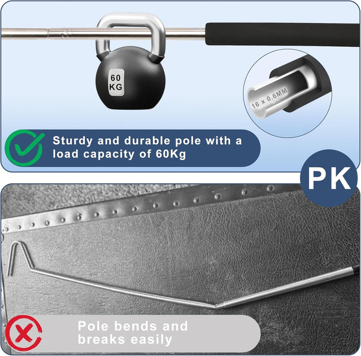 Snake Hook Heavy Duty, 35"-65" Snake Reptile Hook Rubber Tip for Rattlesnakes Ball Python Rattle Cobra Removal Non Slip Foam Handle Stainless Steel