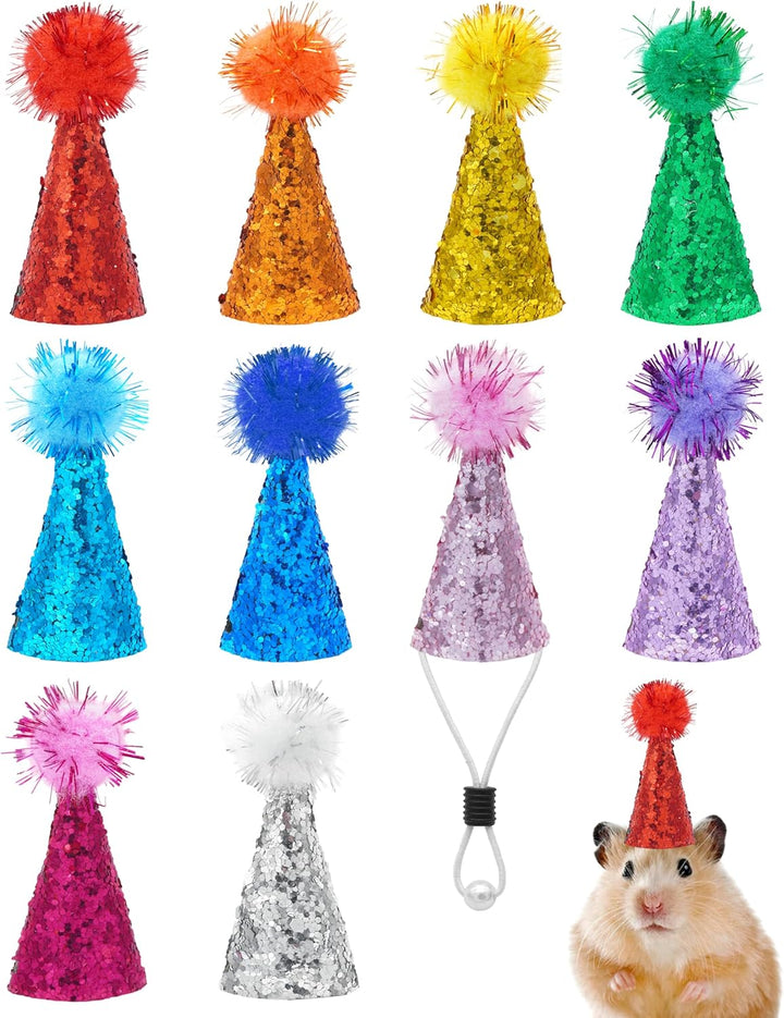 10Pcs Mini Small Dog Hats Cat Birthday Party Hat Rabbit Hats for Holiday Wedding Puppies Kittens Costume Accessories