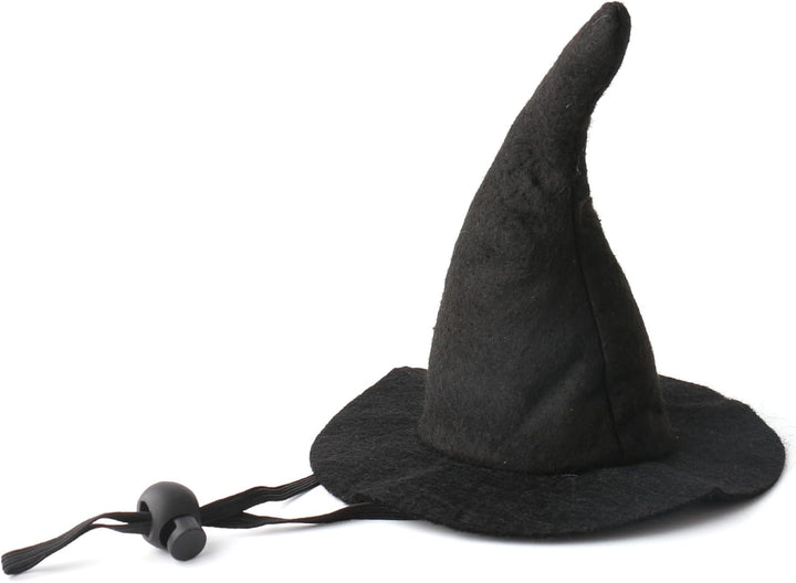 Witch Hat for Cats, Dog Halloween Witch Costume, Black Felt Adjustable Wizard Hat, Pet Costumes Halloween Accessories for Small Medium Pets