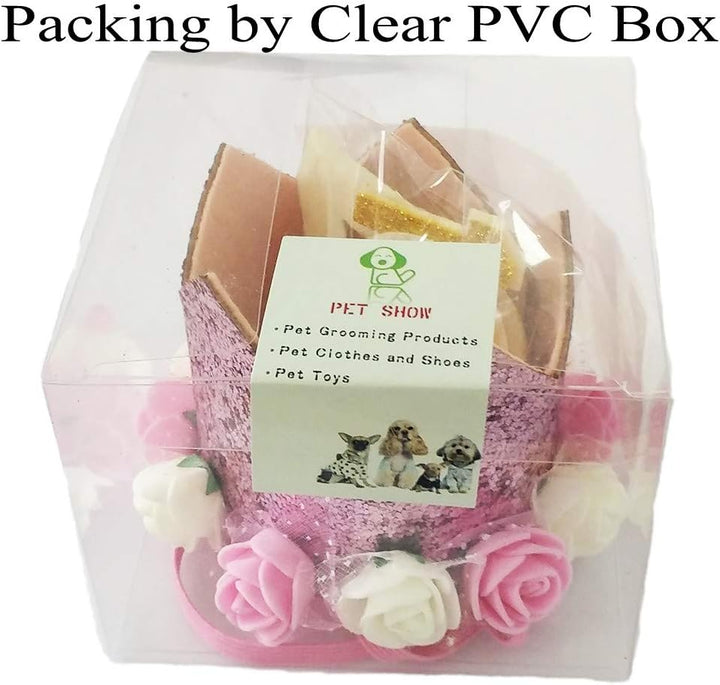 Pink Crown Dog Birthday Party Hat for Girls Reusable Birthday Party Cat Kitten Headband with 0-9 Figures Charms Grooming Accessories with Glue Pack of 1
