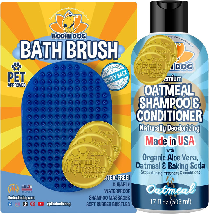 Shampoo Brush - Pet Grooming & Bath Supplies for Dogs and Cats - Bath Brush for Long & Short Hair - Premium Scrubber for Shower, Bathing & Massage (One Pack, Blue)