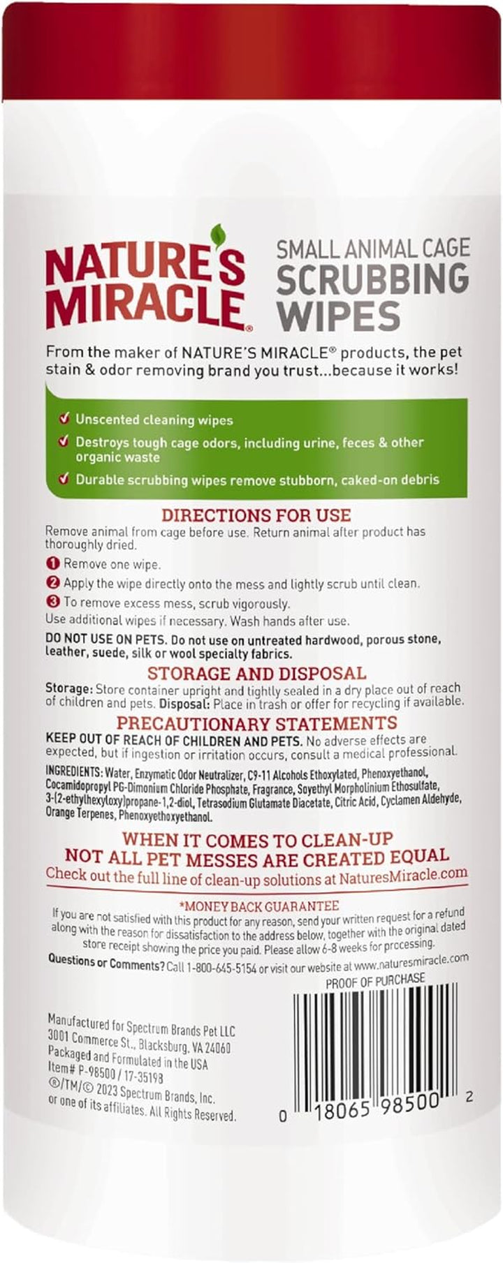 Small Animal Cage Scrubbing Wipes 30Ct