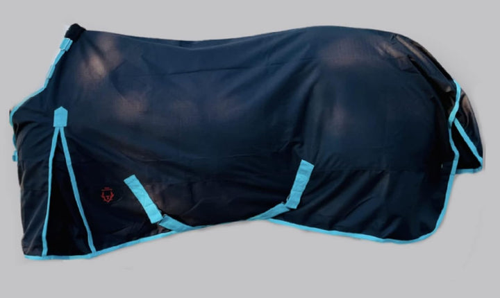 Winter Horse Blanket 300GSM 600 Denier (Waterproof/Breathable/Snow Proof) Turnout Blanket | Heavy Winter Blanket (78, Black with Turquoise Trims)
