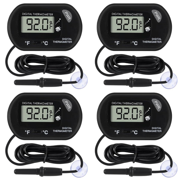 4Pcs Aquarium Thermometer Fish Tank Thermometer Reptile Fahrenheit Terrarium Water Temperature Indicator Test Digital with LCD Display Fahrenheit/Celsius