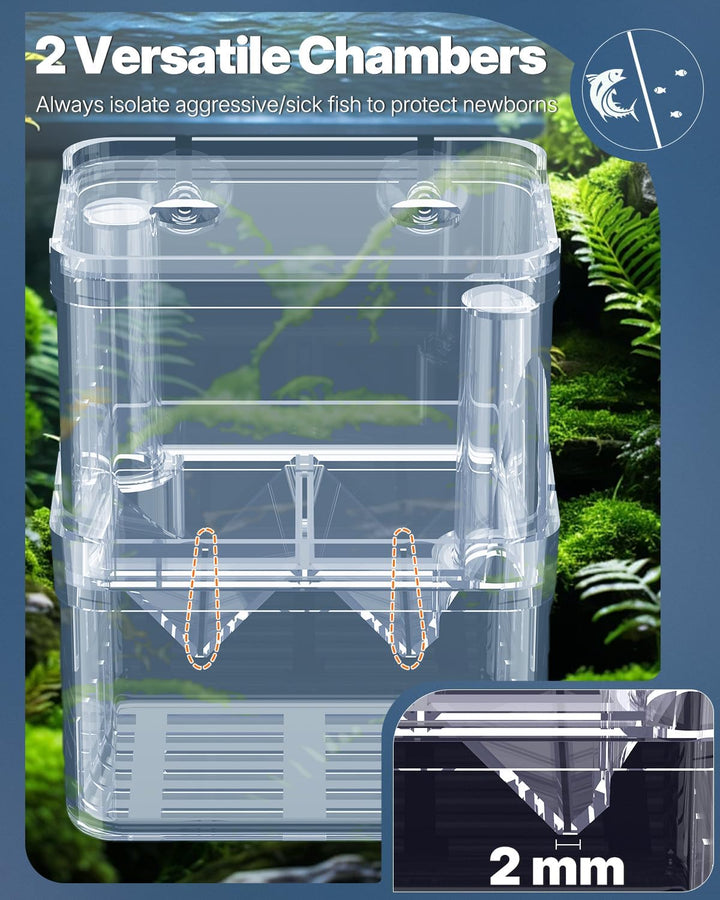 Aquarium Breeding Box - Transparent Plastic Breeder Box for Fish Tank, Fry Hatchery Incubator for Baby Fish, Shrimp, Betta, Clownfish, Guppy, Large