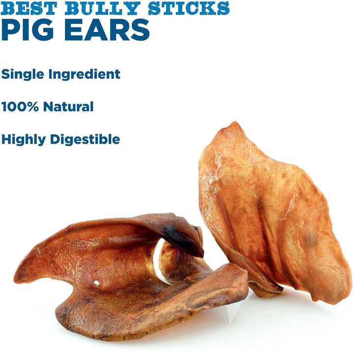 Pig Ears for Dogs - 12 Count (Pack of 1) - All-Natural, USA Baked and Packed, Single Ingredient, 100% Pork, Easily Digestible - Puppies, Small, Medium, Large