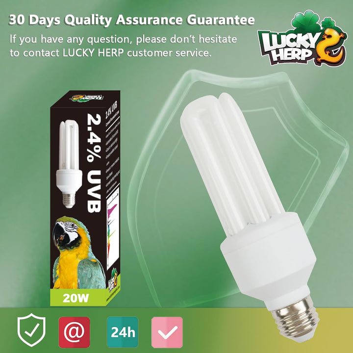 UVA UVB Light Bulb for Birds 2.4 UVB 20W Compact Flourescent Lamp for All Kinds Captive Birds