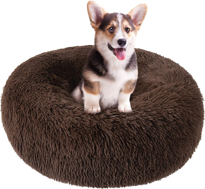 Dog Bed for Small Medium Large Dogs Cats, 20 Inch Calming Washable-Round Cozy Soft Pet Bed for Puppy and Kitten with Slip-Resistant Bottom