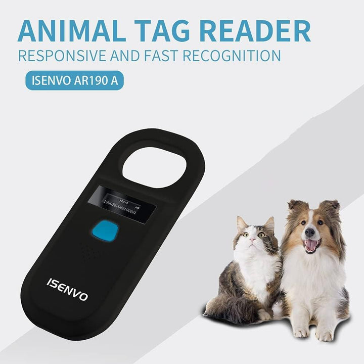 Pet Microchip Scanner Rechargeable RFID EMID Micro Chip Reader Scanner 134.2Khz 125Khz 15 Digits Pet Chip ID Scanner for Animal/Pets/Pigs/Dogs/Cats (190A)