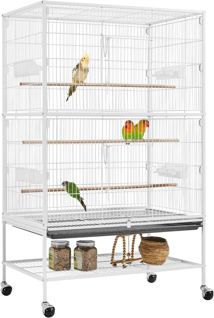 52-Inch Wrought Steel Standing Large Flight King Bird Cage for Cockatiels African Grey Quaker Amazon Sun Parakeets Green Cheek Conures Pigeons Parrot Bird Cage Birdcage with Stand