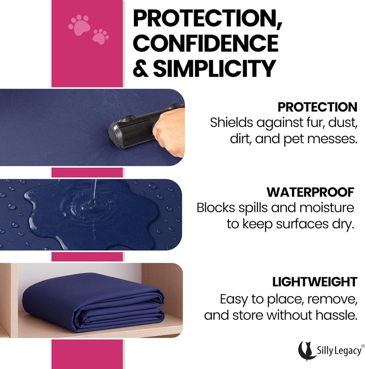 Thin Reversible Waterproof Protective Bed Cover (King Size, 100 X 96 Inch), for Pets, Babies; Incontinence, Dirt, Drool