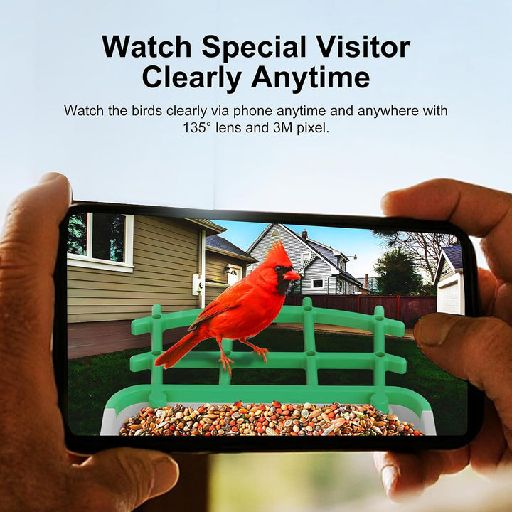 Bird Feeder with Camera AI Identify Birds Species Solar Panel - Smart Bird House with 1080P HD+ Video Live Stream, Instant Arrival Alerts, Live View, Capture Video, Bird Lover Watching (Green)