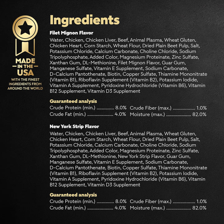 Filets in Gravy Adult Wet Dog Food, Filet Mignon and New York Strip Flavors Variety Pack, 3.5 Oz. (12 Count, Pack of 1)