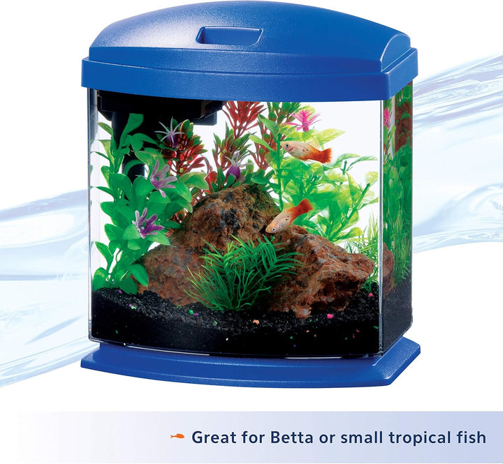 LED Minibow Small Aquarium Fish Tank Kit with Smartclean Technology, Blue, 1 Gallon