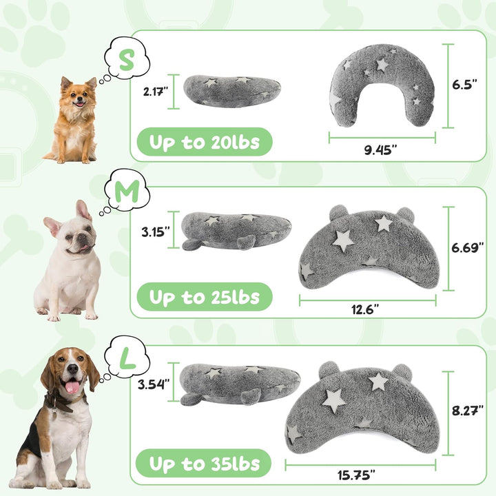 Dog Pillows for Large Dogs, Glow in the Dark Soft Neck Pillow, U-Shaped Pillow for Cat and Dog, Machine Washable Toy & Birthday Gift (Glow Grey, L)