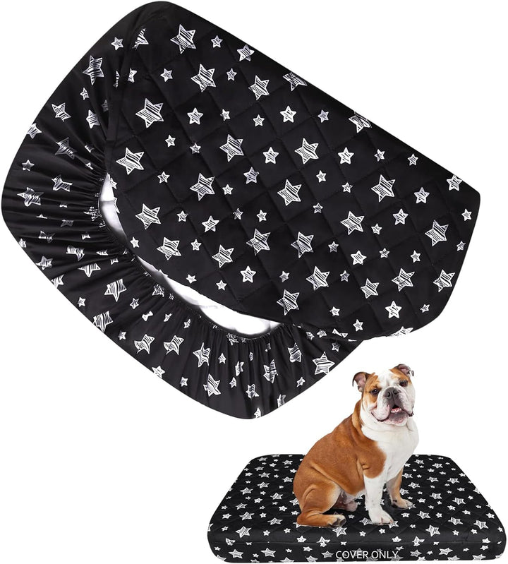 Waterproof Dog Bed Covers Replacement Washable Pet Hair Easy to Remove, Noiseless Quilted Puppy Pet Bed Cover Lovely Grey Star Print 27X36 Inches, for Dog/Cat, Cover Only