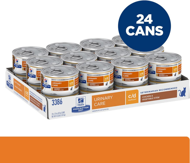 C/D Multicare Urinary Care Chicken & Vegetable Stew Wet Cat Food, Veterinary Diet, 2.9 Oz Cans, 24-Pack