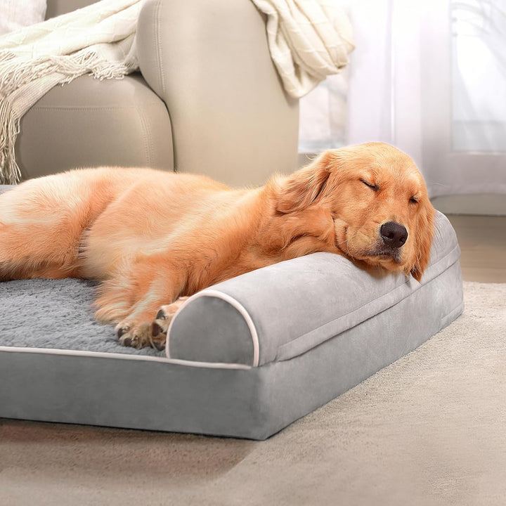 Dog Beds Large Sized Dog, Orthopedic Large Pet Bed with Waterproof Lining, Removable Washable Cover and Nonskid Bottom, Medium Couch, Grey