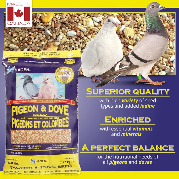 Pigeon & Dove Seed, Original Formula Bird Food, 6 Lb Bag – Nutritionally Complete Seed Mix with Vitamins & Minerals – Wild & Captive Bird Diet – Insect-Resistant Air-Tight Packaging