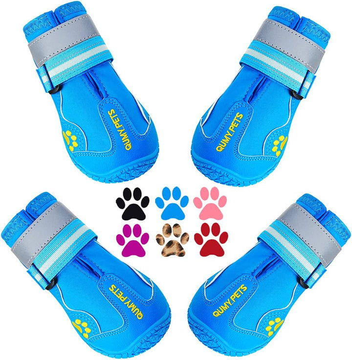 Dog Shoes for Large Dogs, Medium Dog Boots & Paw Protectors for Winter Snowy Day, Summer Hot Pavement, Water-Resistant in Rainy Weather, Outdoor Walking, Indoor Hardfloors Skid-Resistant Sole